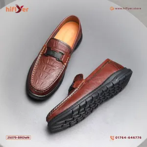 25079-Brown Genuine Leather Comfortable Casual Leather Shoes Men Footwear