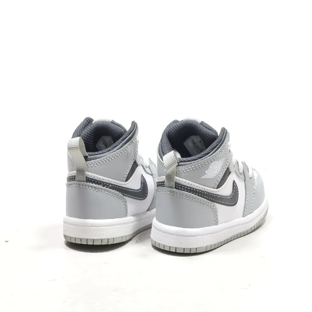 Air Jordan 1 Mid Sport Shoes Leather White Color For Kids