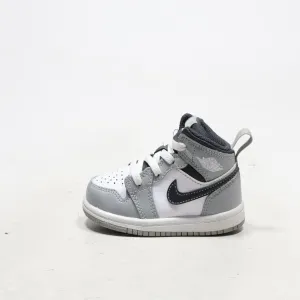 Air Jordan 1 Mid Sport Shoes Leather White Color For Kids