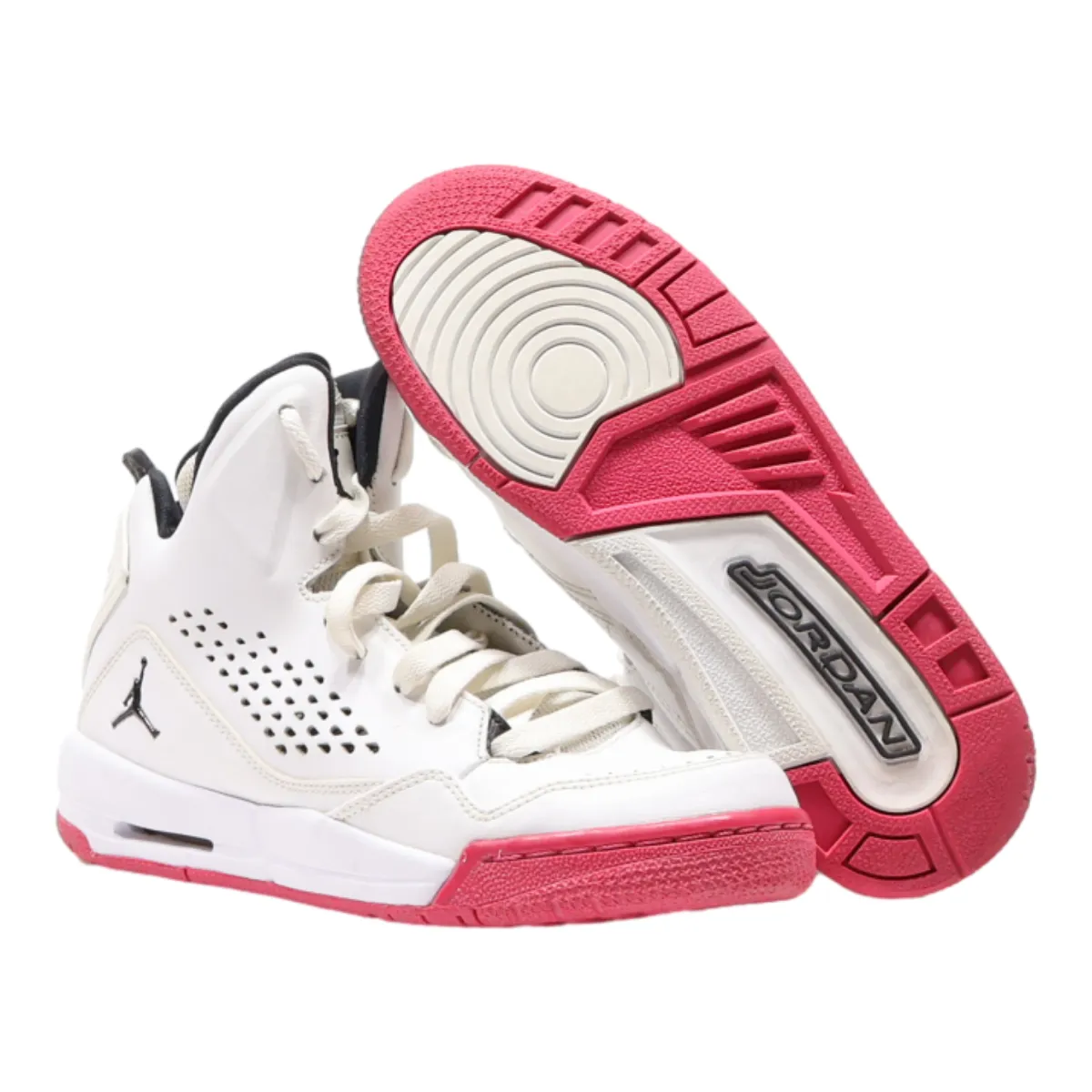 AIR JORDAN High Top Trainers White Leather Girls UK 4