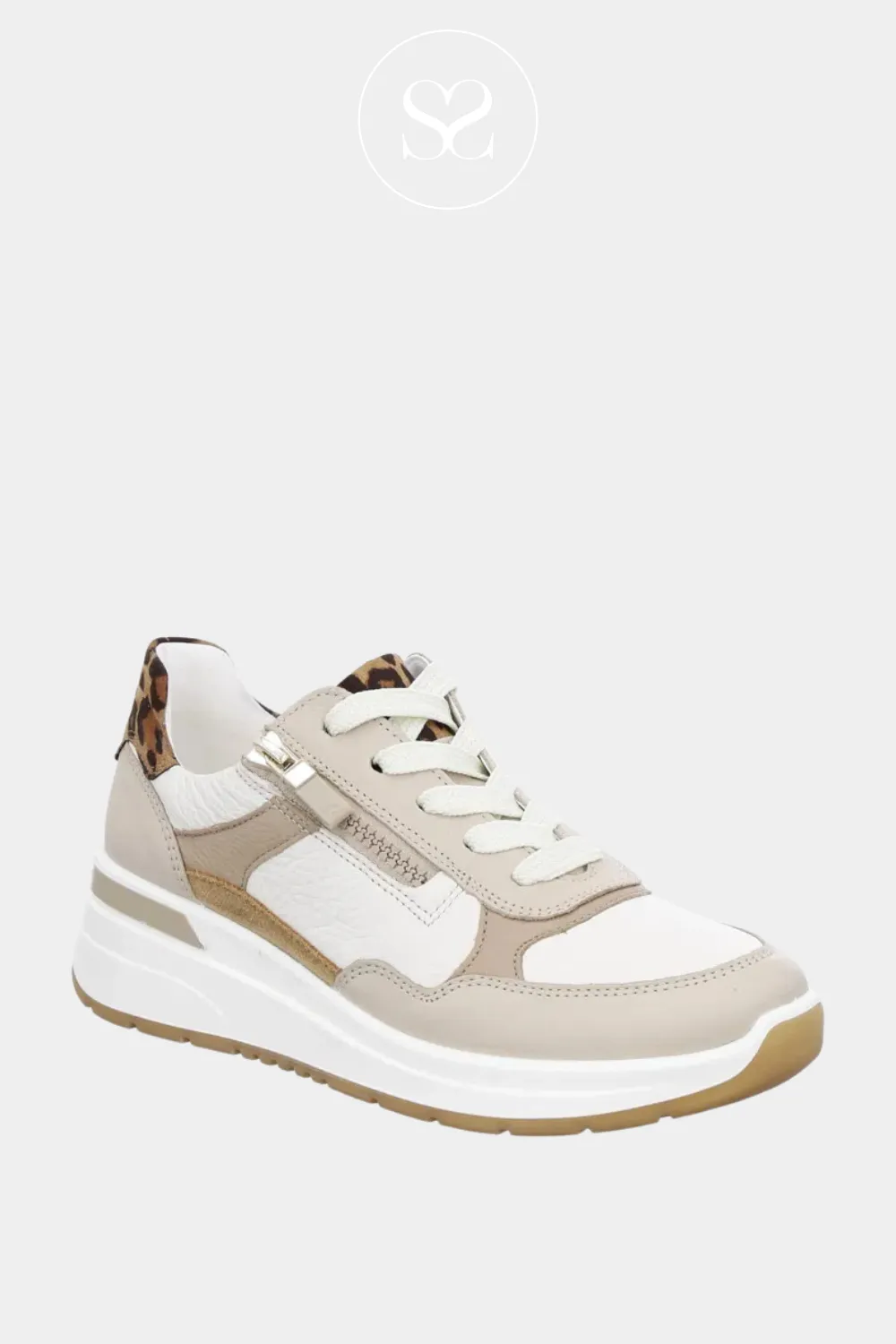 ARA 12-57702 NATURAL AND LEOPARD WEDGE TRAINERS
