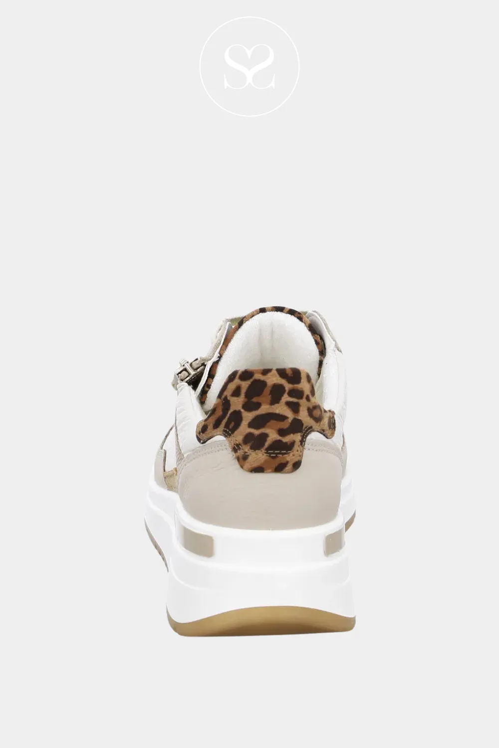 ARA 12-57702 NATURAL AND LEOPARD WEDGE TRAINERS