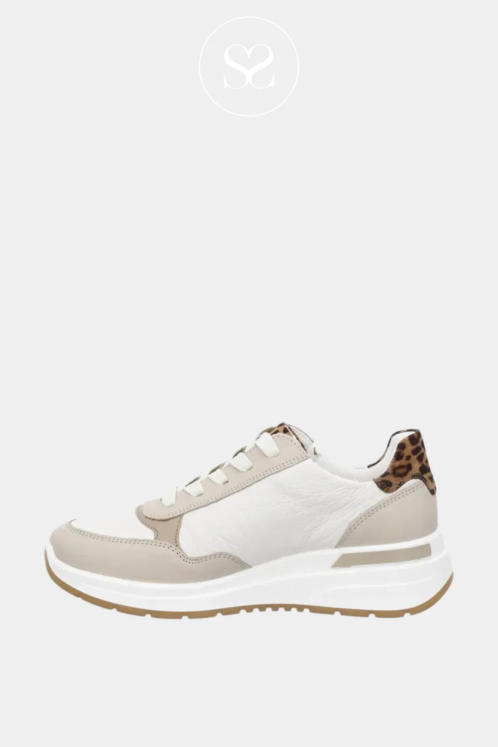 ARA 12-57702 NATURAL AND LEOPARD WEDGE TRAINERS