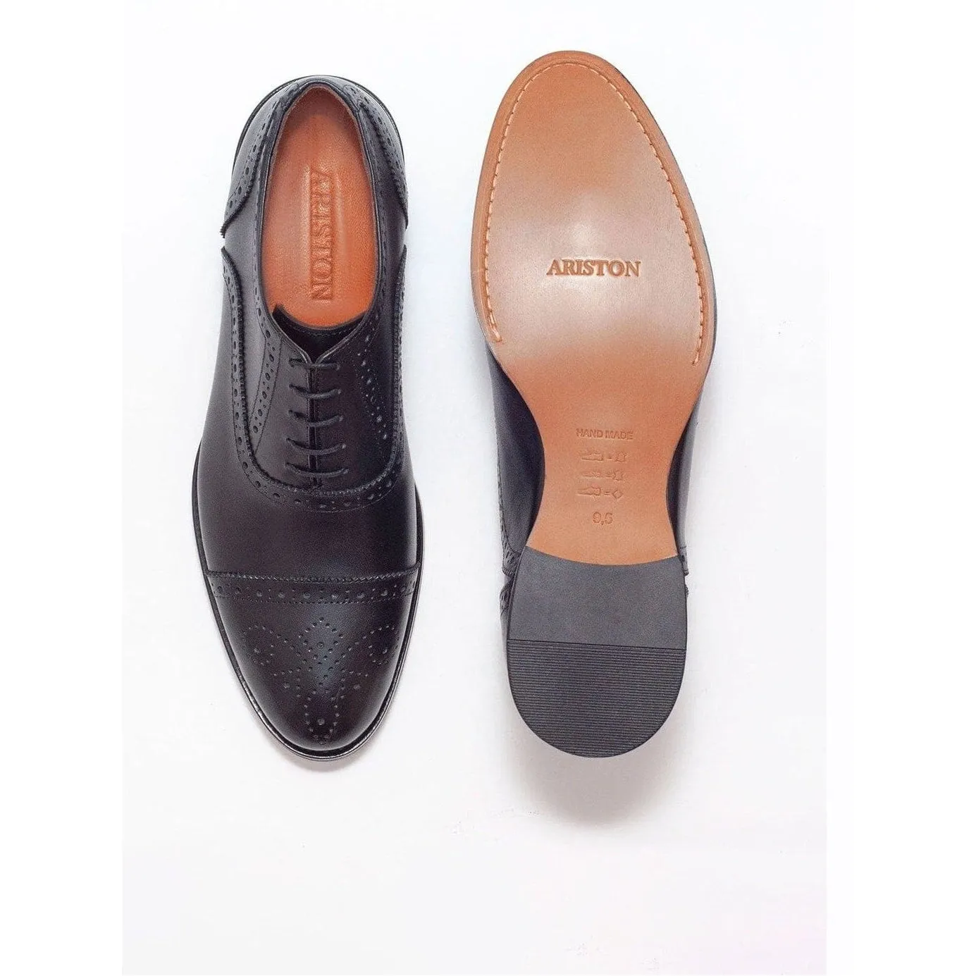 Ariston Boys Black Oxford Lace-up Leather Dress Shoes