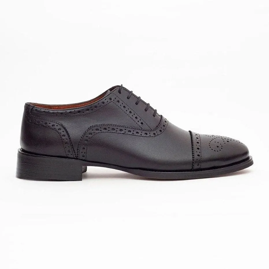 Ariston Boys Black Oxford Lace-up Leather Dress Shoes