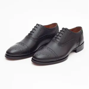 Ariston Boys Black Oxford Lace-up Leather Dress Shoes