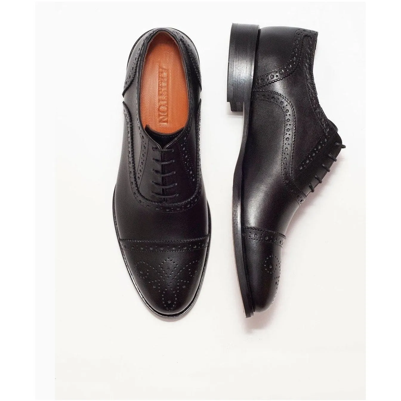 Ariston Boys Black Oxford Lace-up Leather Dress Shoes