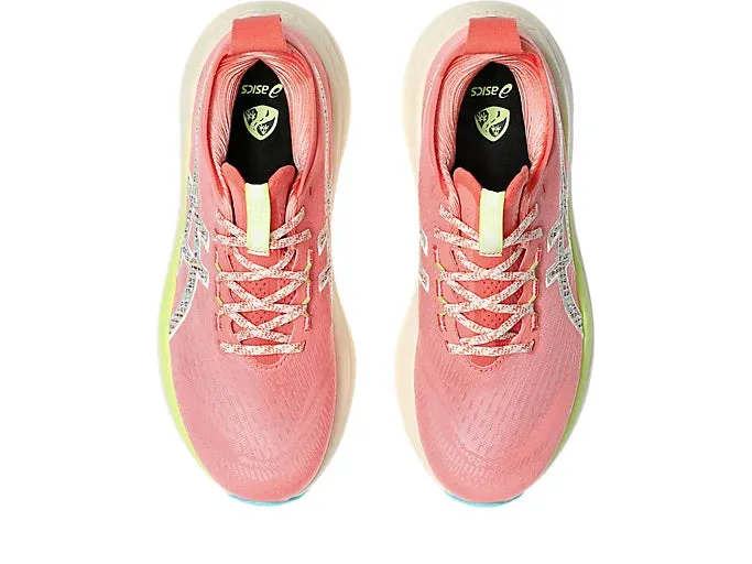 Asics Women's Gel-Nimbus 27 TR Sneaker in Nature Bathing/Guava