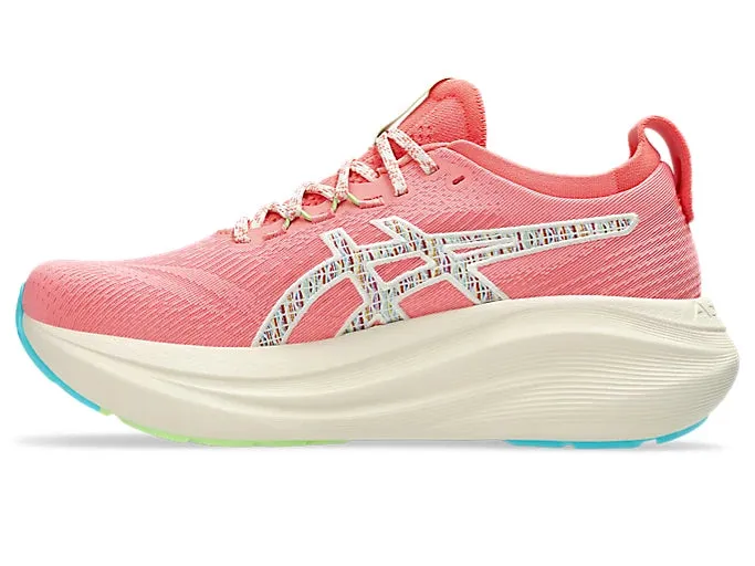Asics Women's Gel-Nimbus 27 TR Sneaker in Nature Bathing/Guava