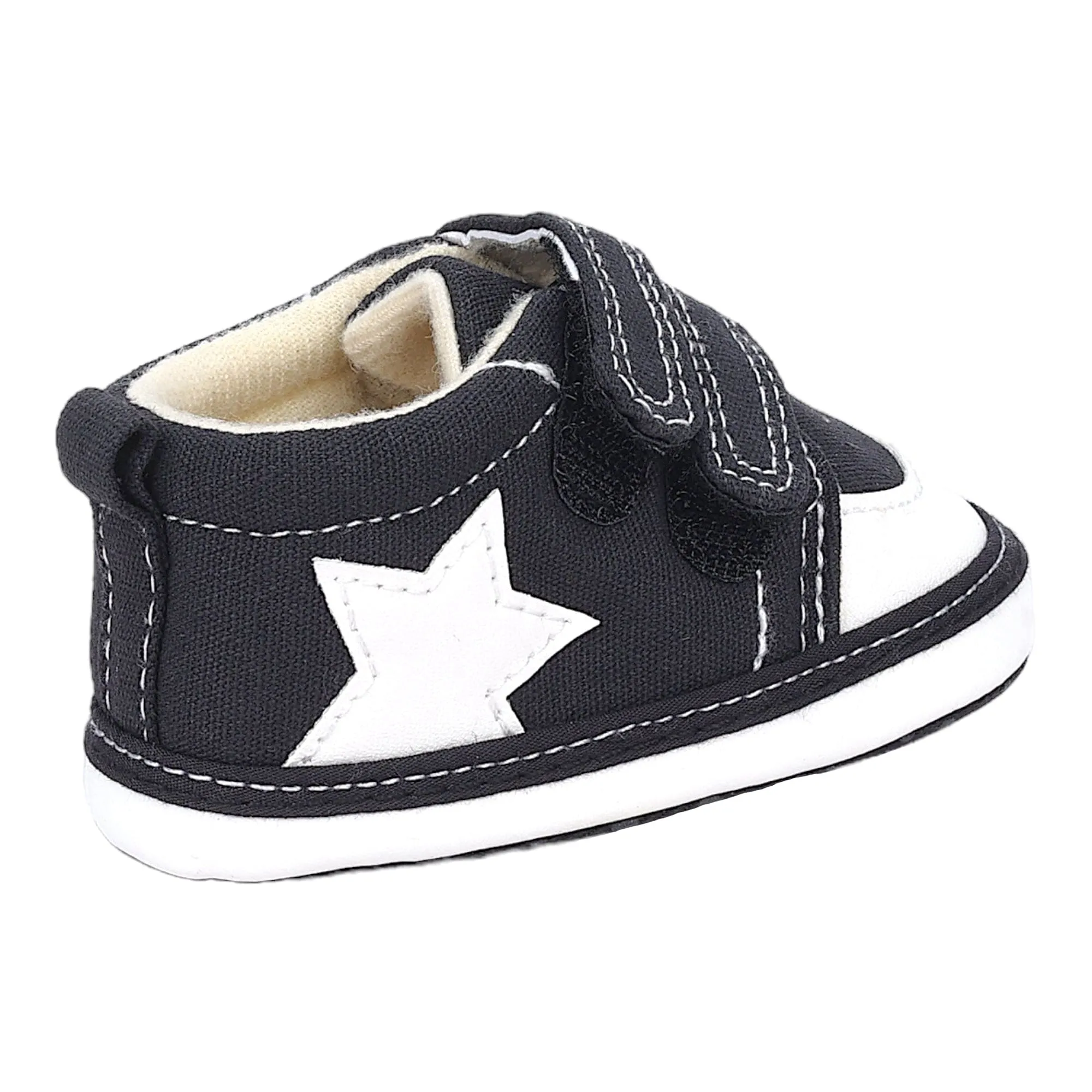 Baby Moo Casual Hook Loop Anti-Skid Classic Canvas Sneakers - Black