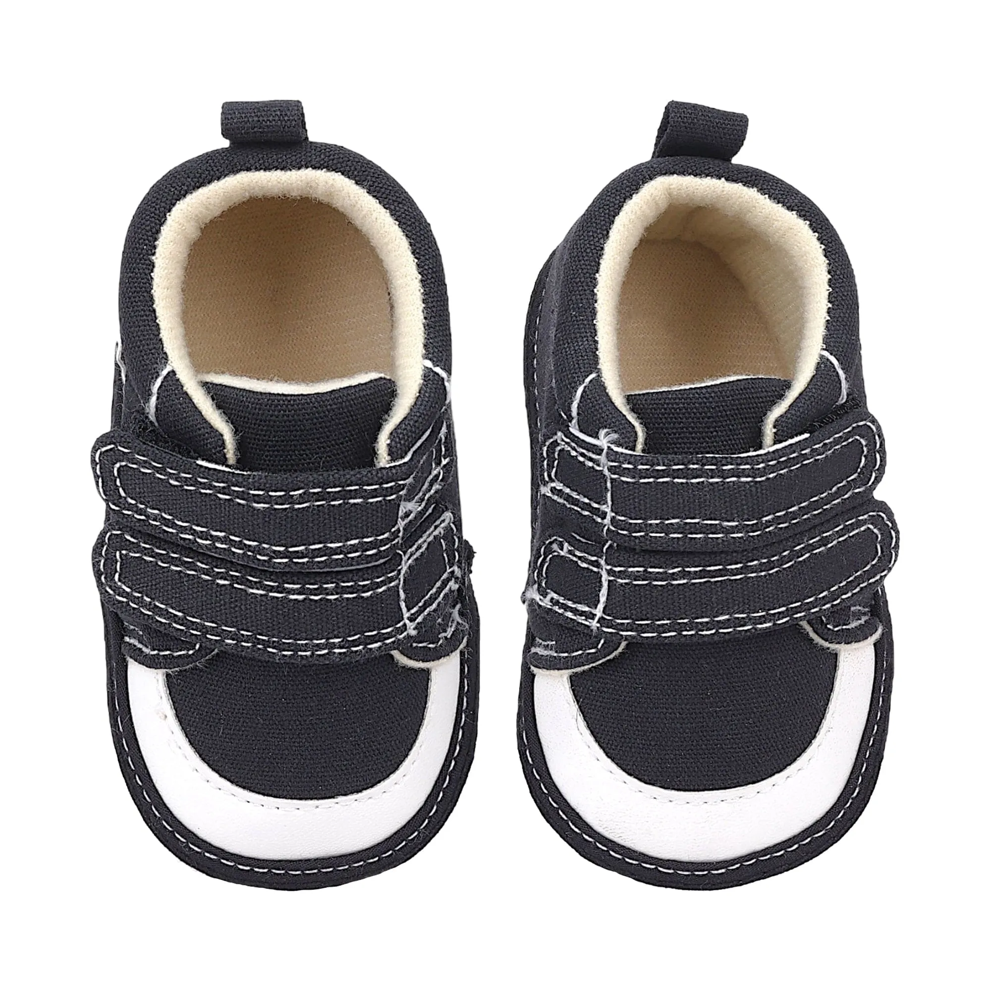 Baby Moo Casual Hook Loop Anti-Skid Classic Canvas Sneakers - Black