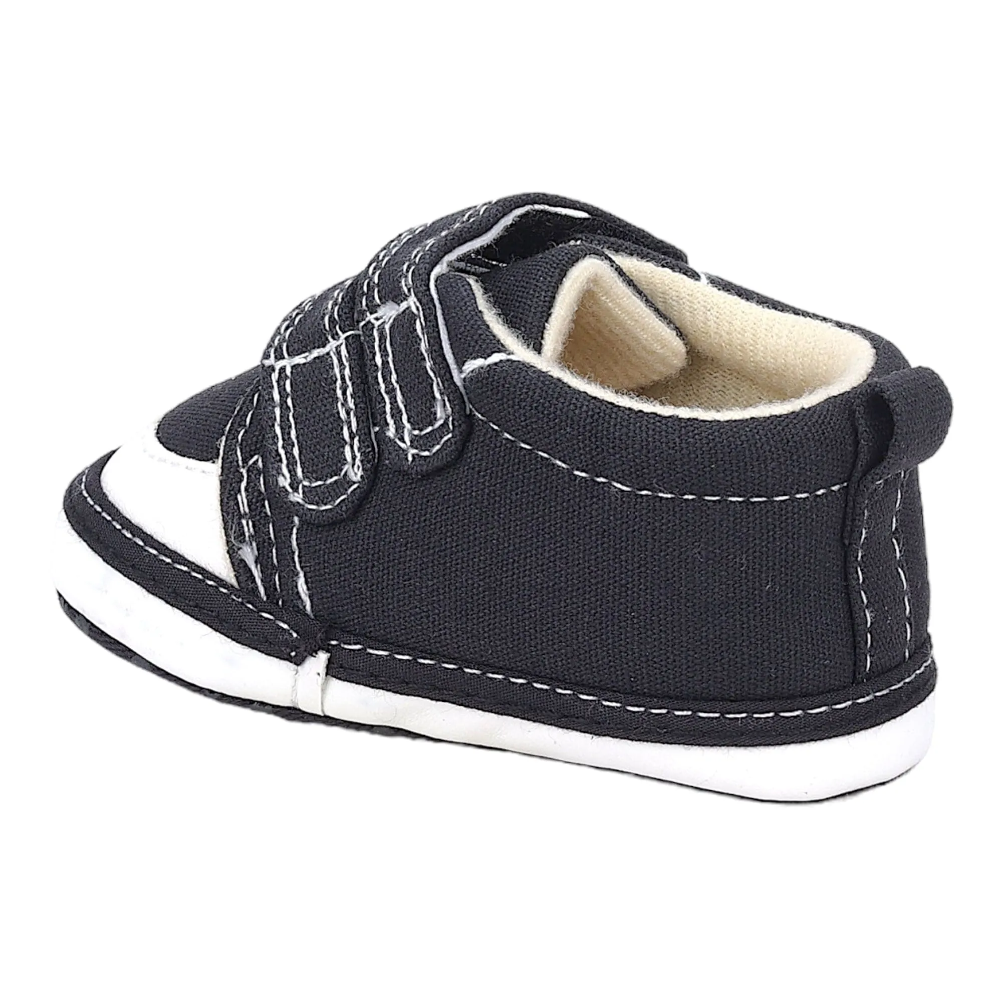 Baby Moo Casual Hook Loop Anti-Skid Classic Canvas Sneakers - Black