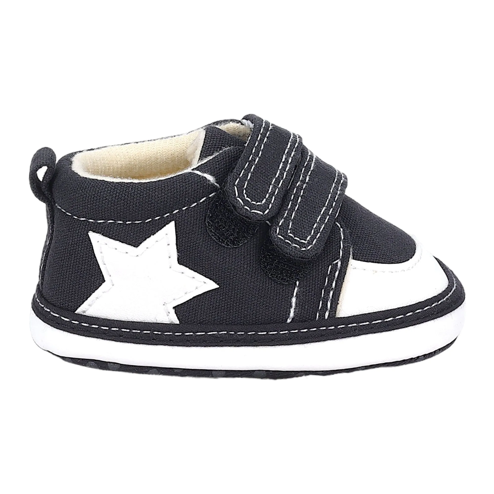 Baby Moo Casual Hook Loop Anti-Skid Classic Canvas Sneakers - Black