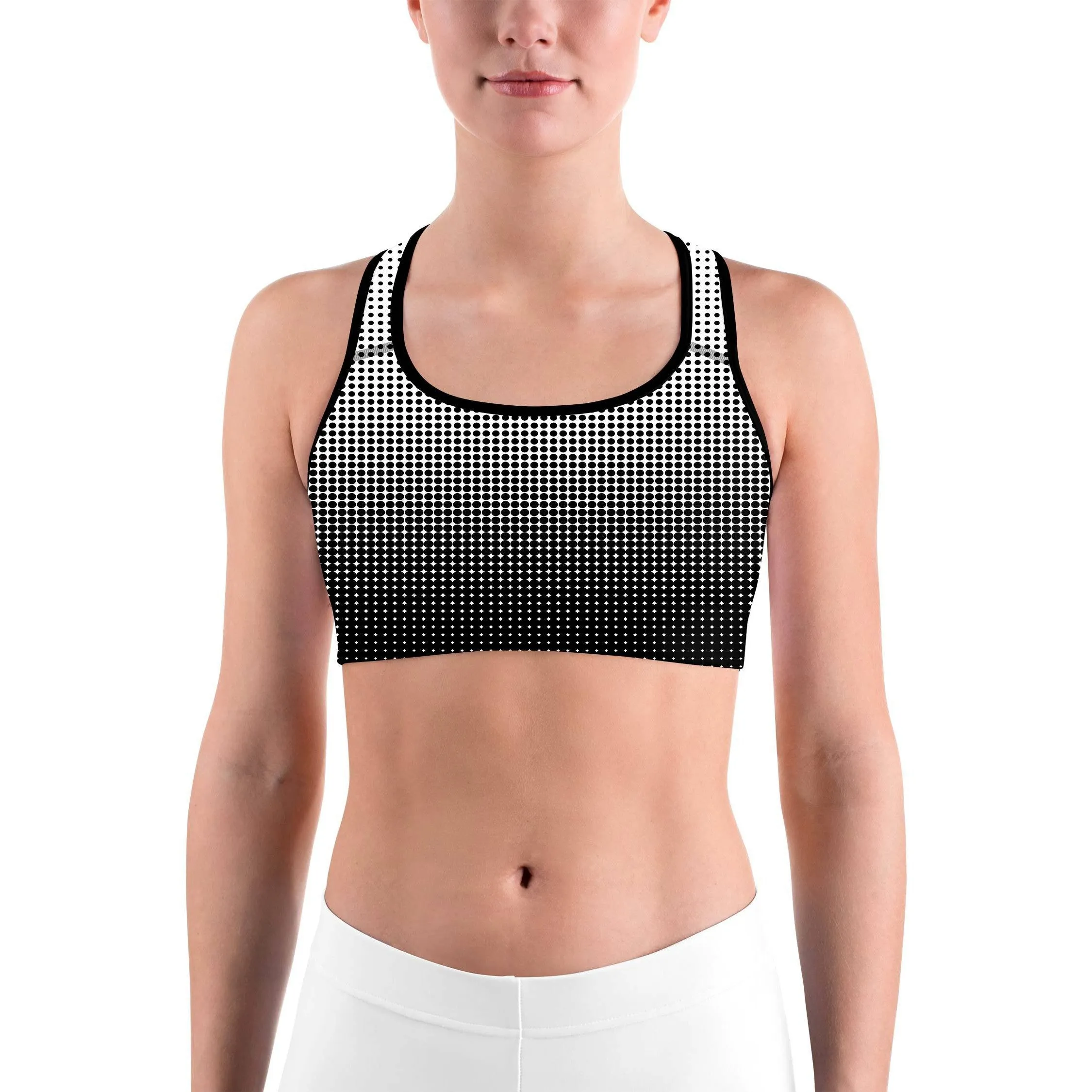 B&W Halftone Sports bra
