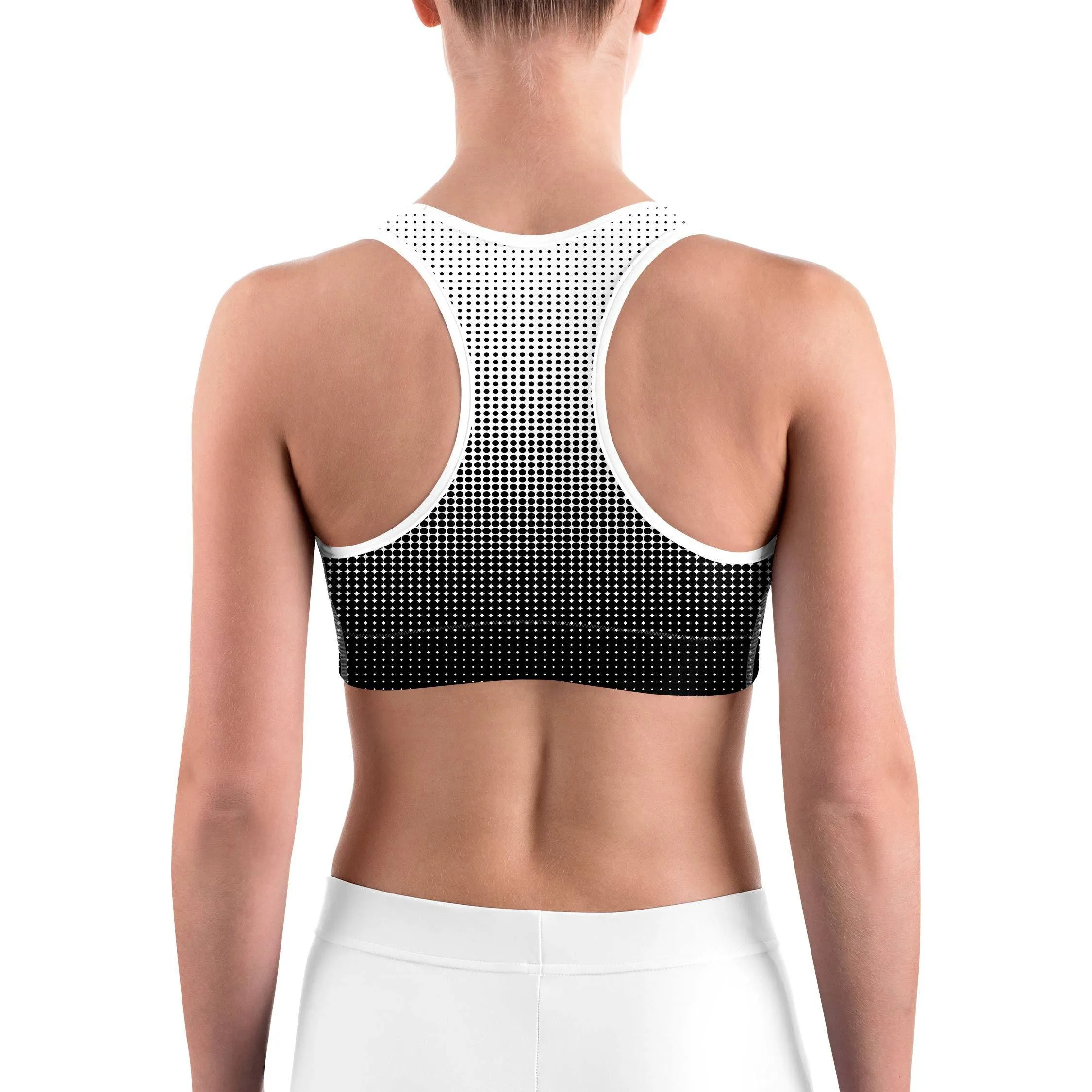 B&W Halftone Sports bra