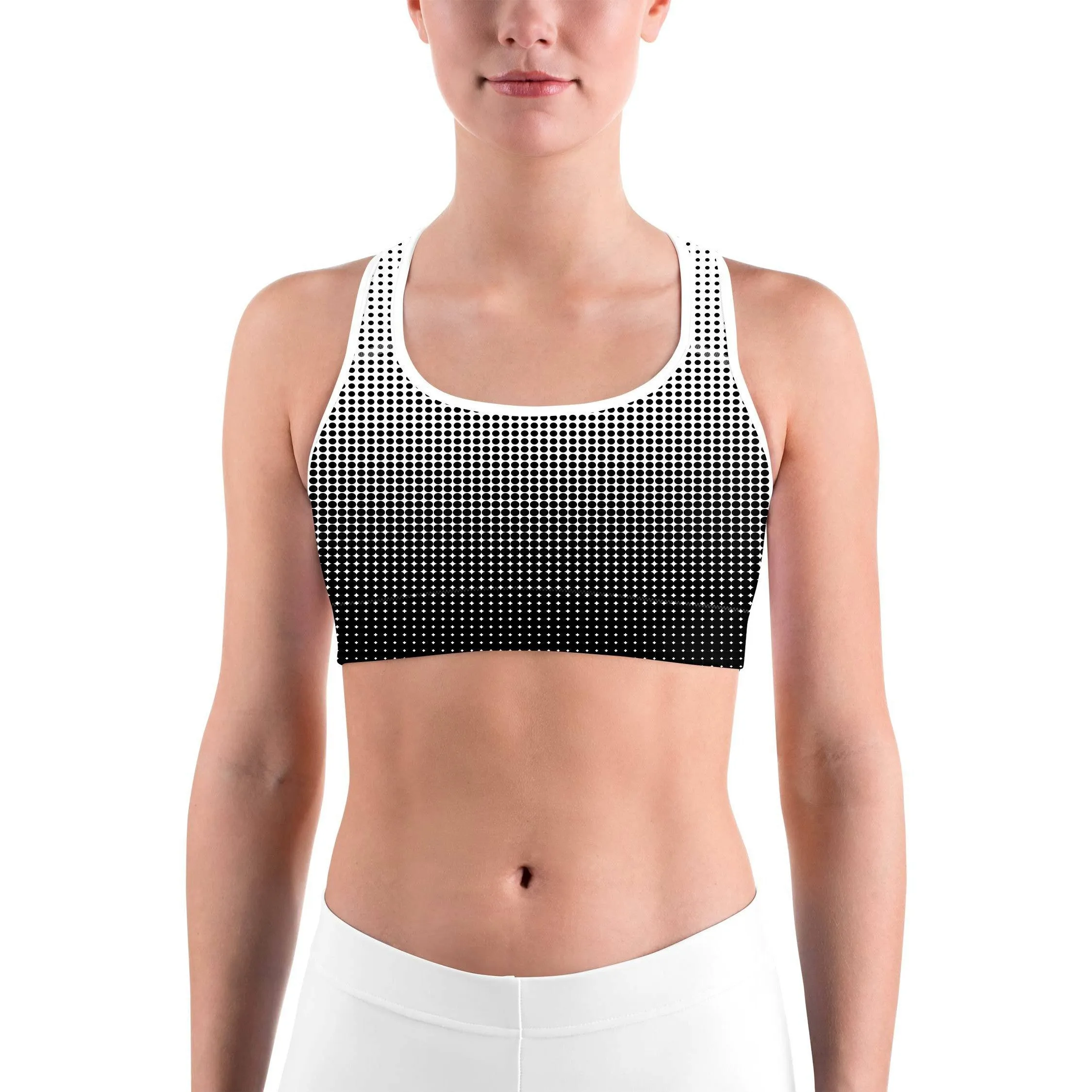 B&W Halftone Sports bra