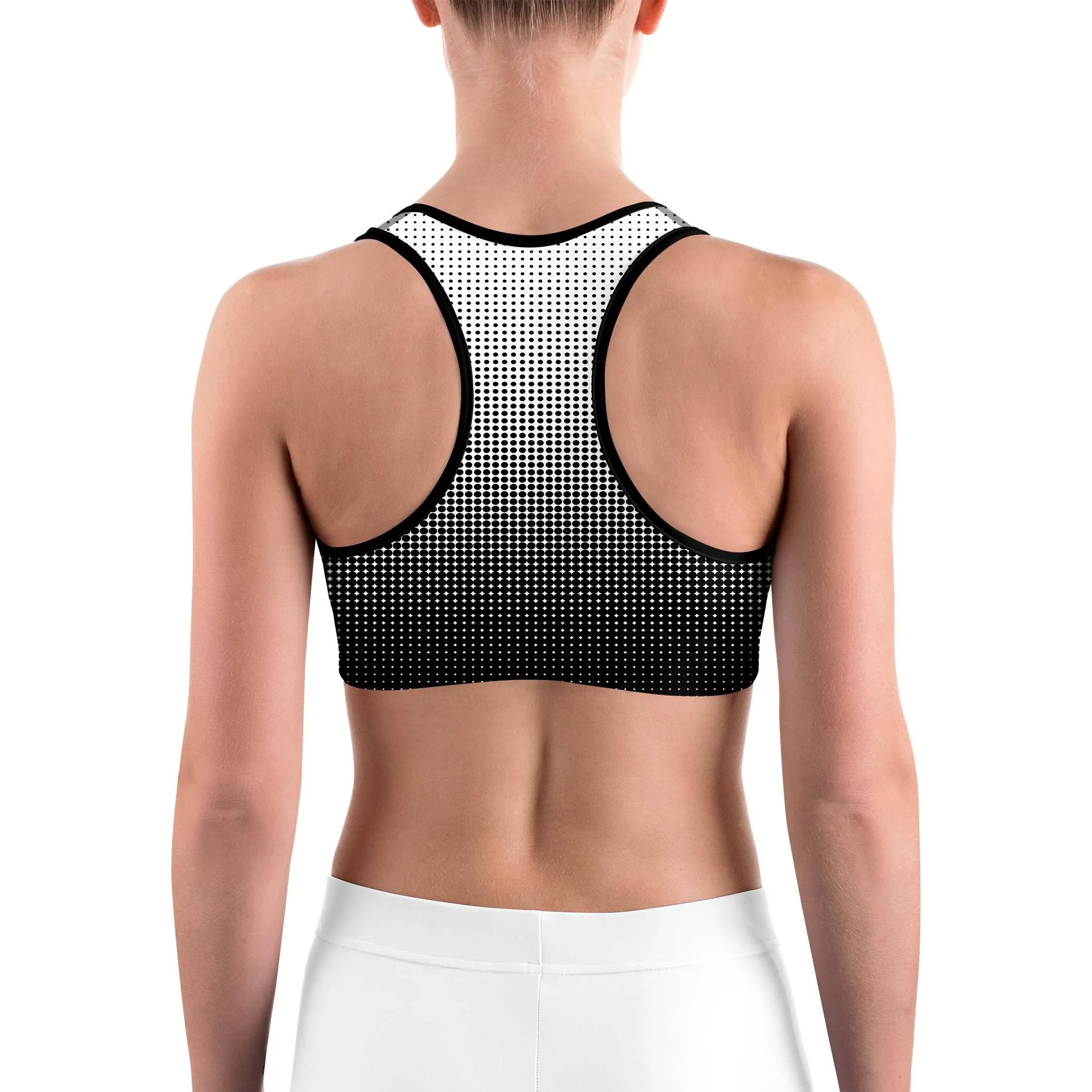 B&W Halftone Sports bra