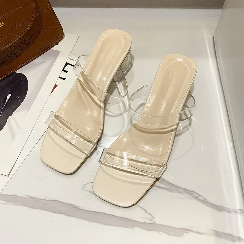 Beautiful Transparent Low Mid Heels