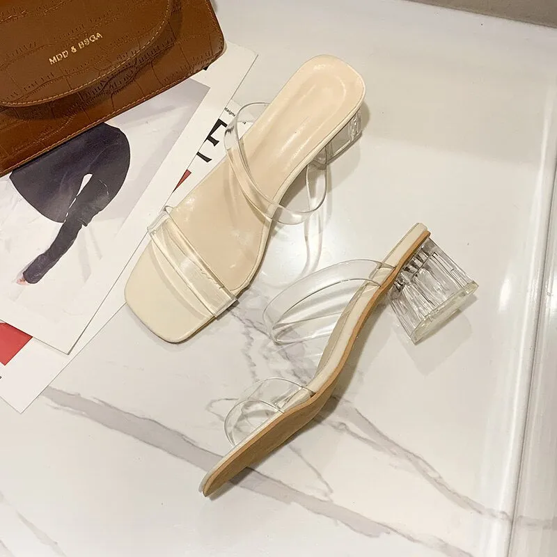 Beautiful Transparent Low Mid Heels