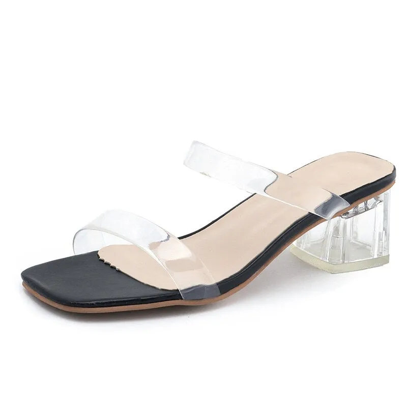 Beautiful Transparent Low Mid Heels