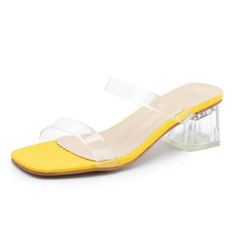 Beautiful Transparent Low Mid Heels
