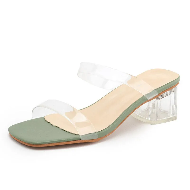 Beautiful Transparent Low Mid Heels