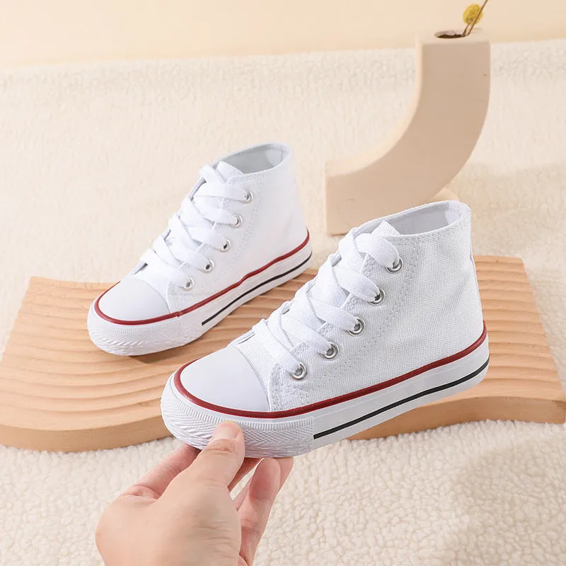 Boys & Girls White Lace Up High Top Trainers