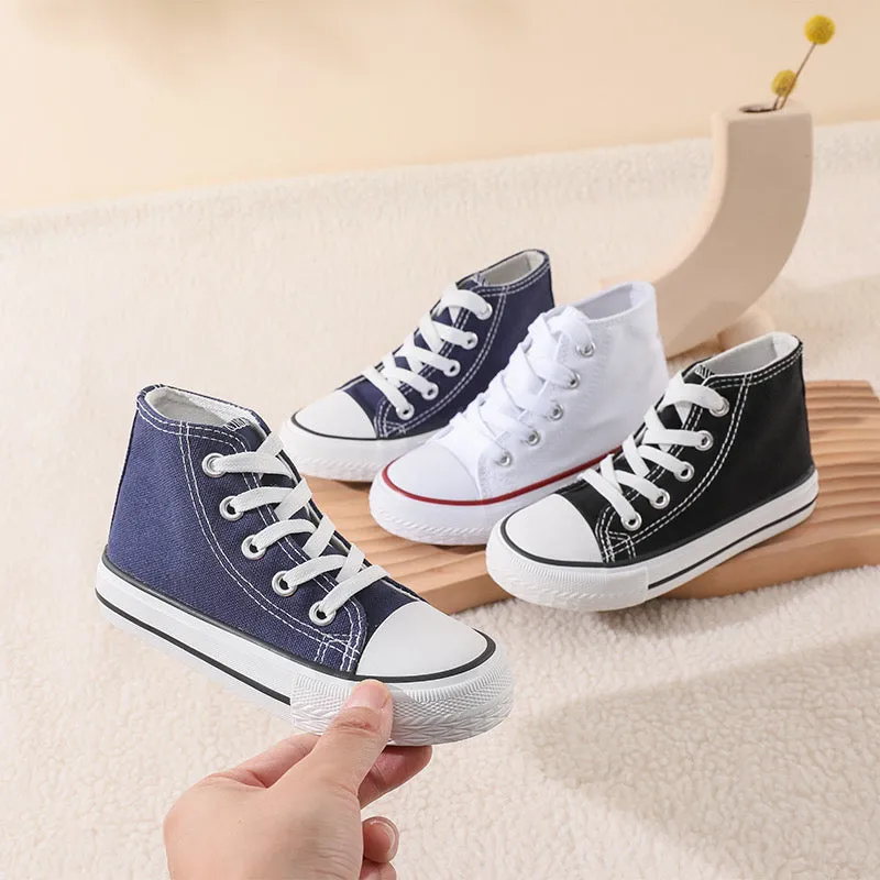 Boys & Girls White Lace Up High Top Trainers