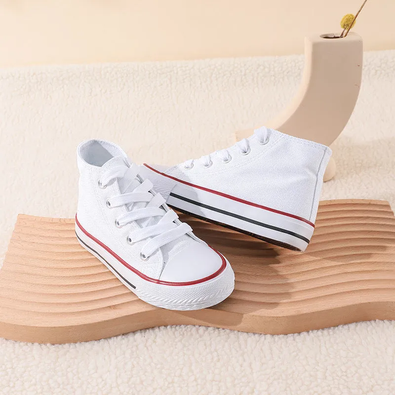 Boys & Girls White Lace Up High Top Trainers