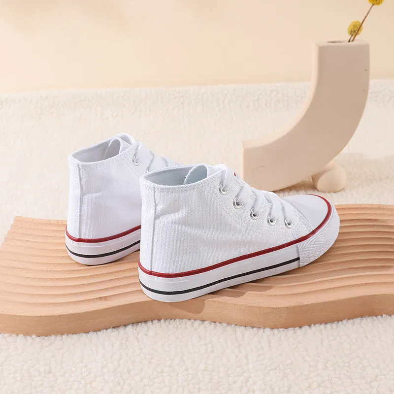 Boys & Girls White Lace Up High Top Trainers