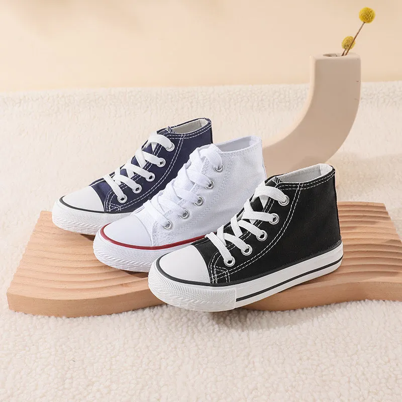 Boys & Girls White Lace Up High Top Trainers