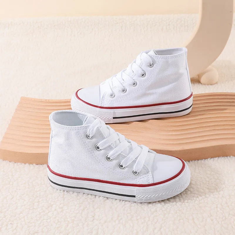 Boys & Girls White Lace Up High Top Trainers