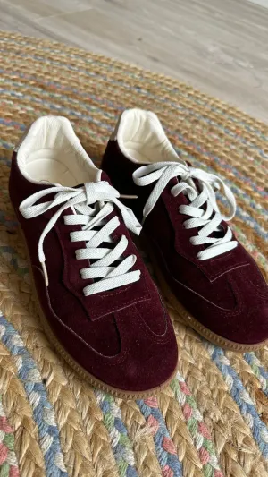 Burgundy Lace Up Trainers
