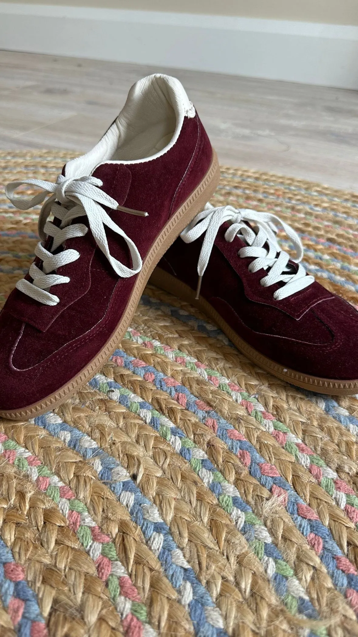 Burgundy Lace Up Trainers