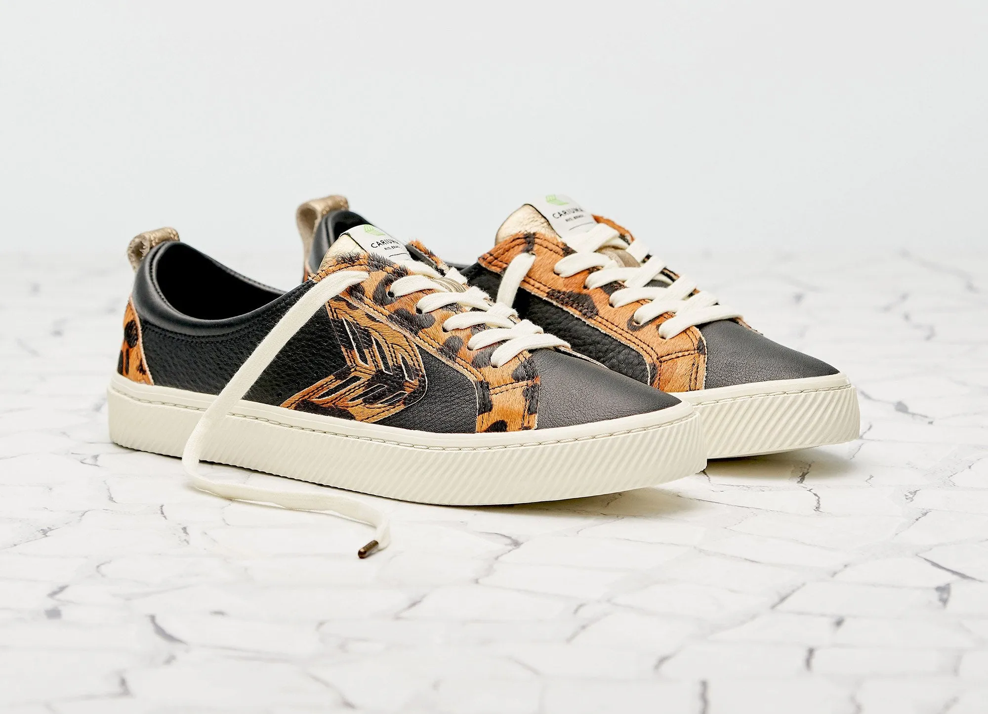 CATIBA Low Black/Leopard Premium Leather Sneaker Women