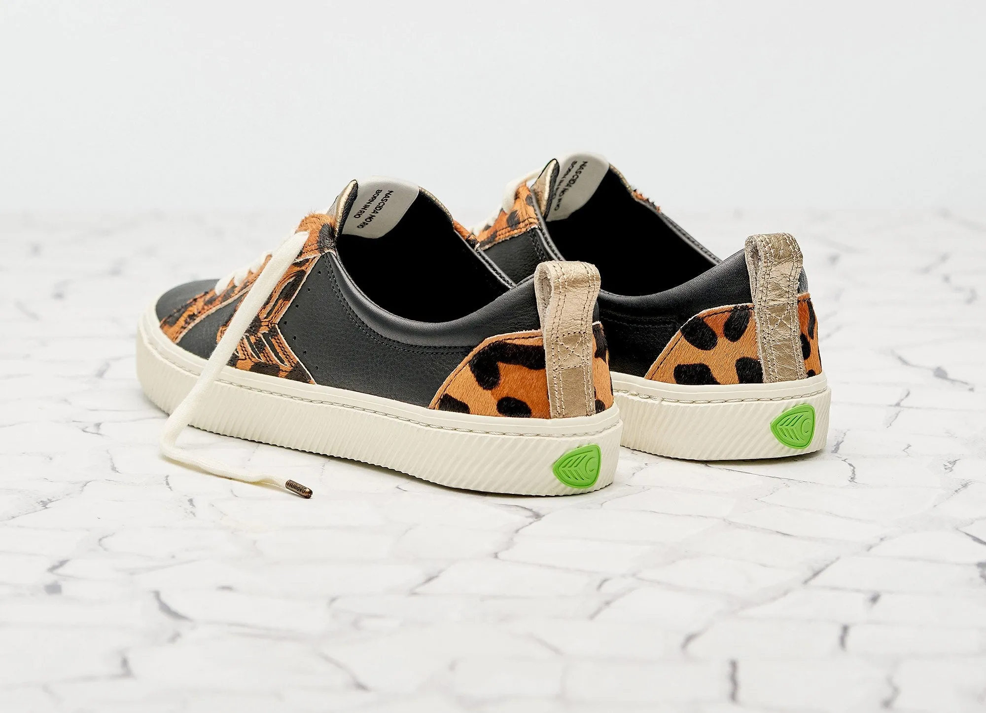CATIBA Low Black/Leopard Premium Leather Sneaker Women