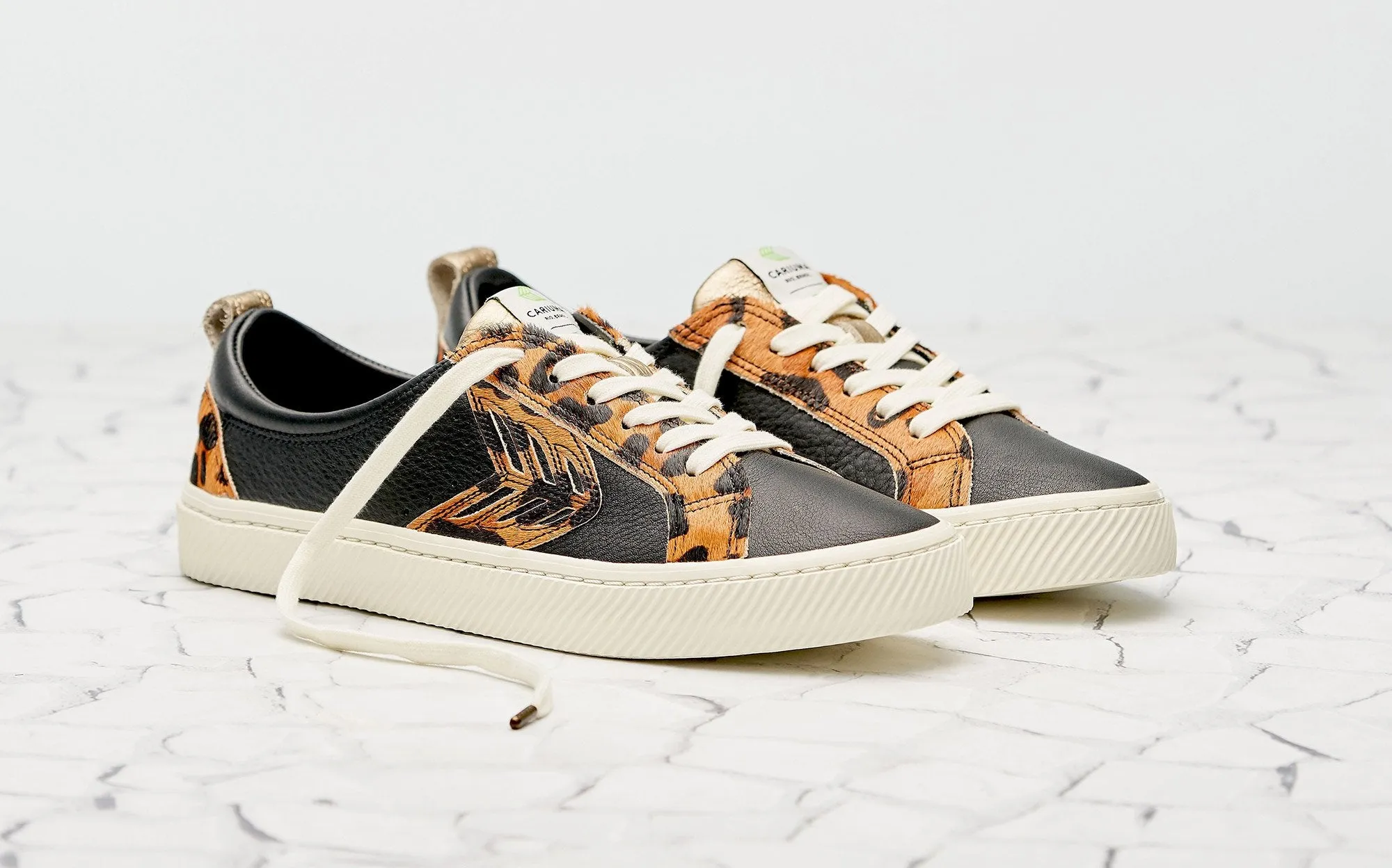 CATIBA Low Black/Leopard Premium Leather Sneaker Women