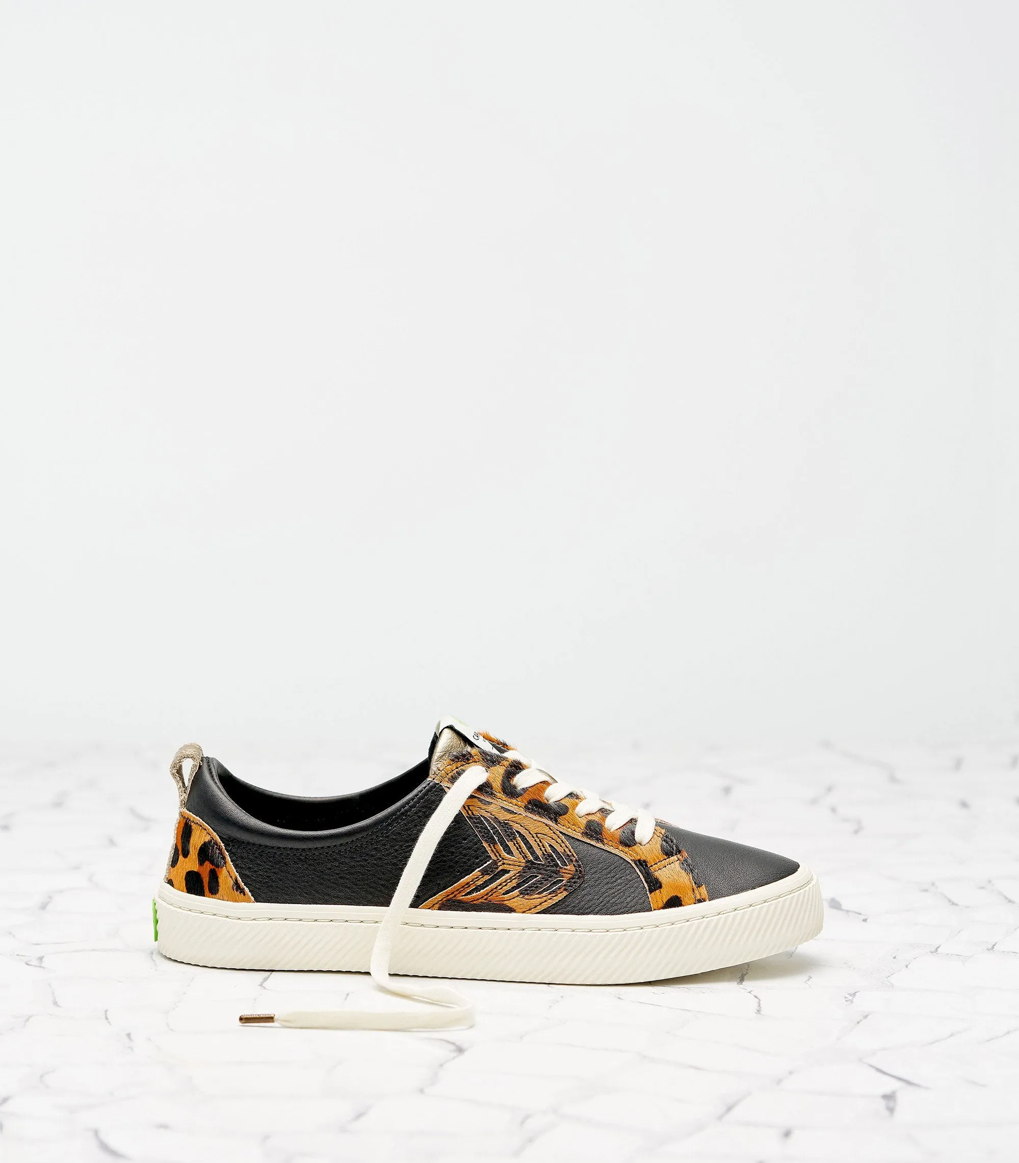 CATIBA Low Black/Leopard Premium Leather Sneaker Women