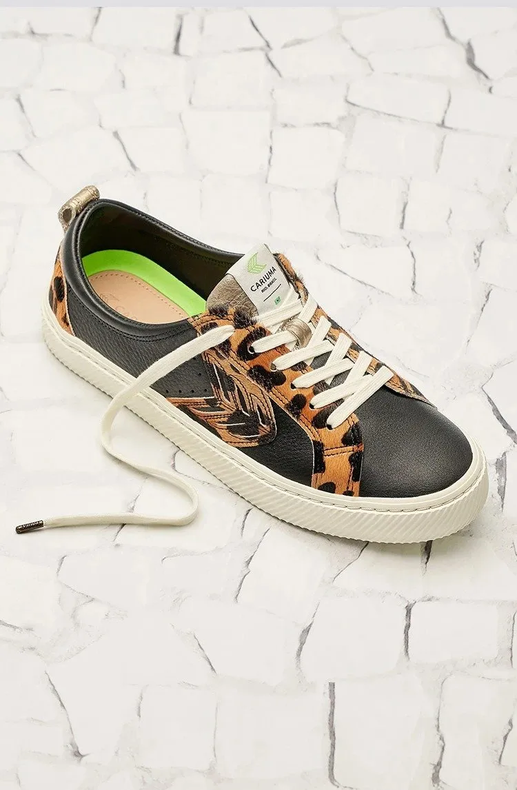 CATIBA Low Black/Leopard Premium Leather Sneaker Women