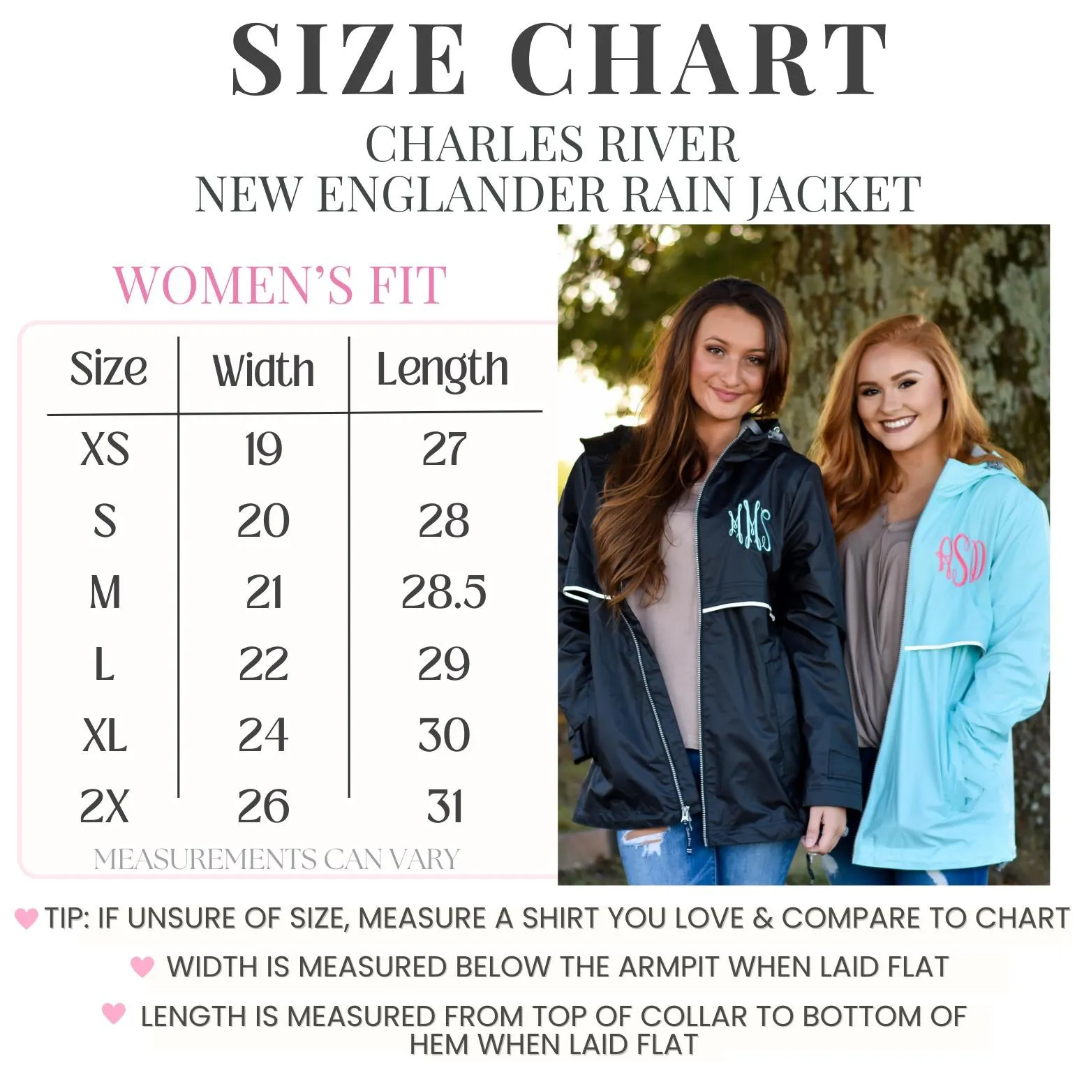 Charles River New Englander Rain Jacket Monogrammed for Women
