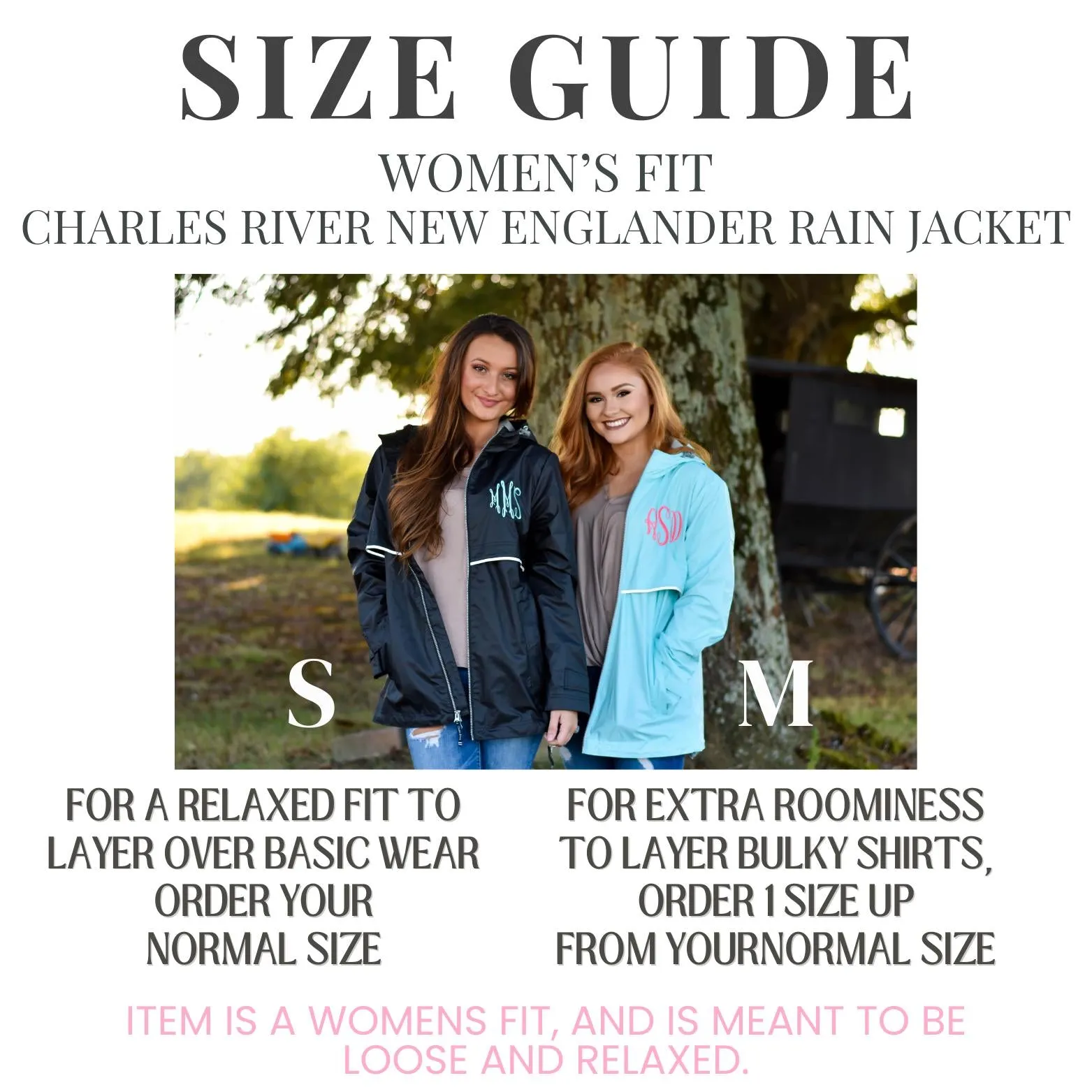 Charles River New Englander Rain Jacket Monogrammed for Women