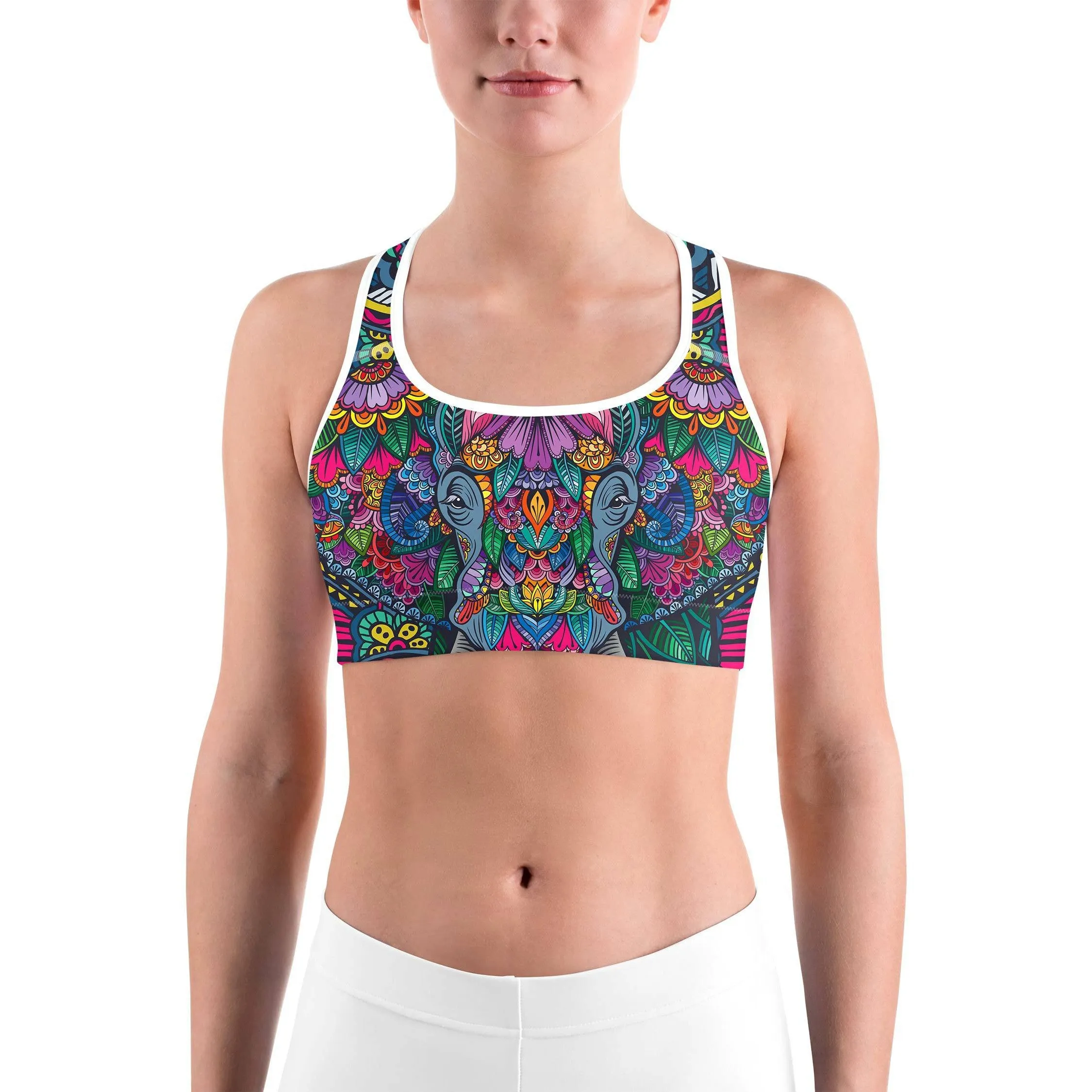 Colorful Elephant Sports bra