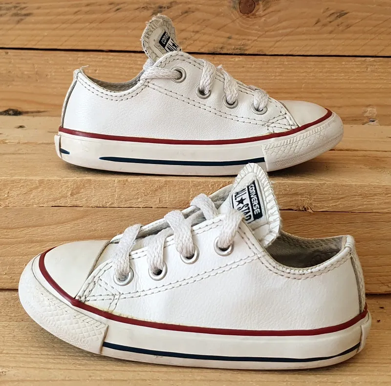 Converse Chuck Taylor OX Low Leather Kids Trainers UK7/US7/E23 735892C White/Red