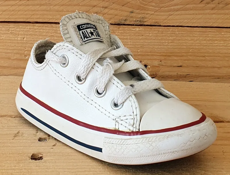 Converse Chuck Taylor OX Low Leather Kids Trainers UK7/US7/E23 735892C White/Red