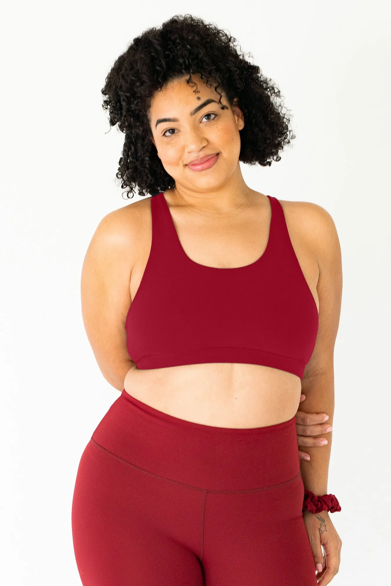 Crossed Back Sports Bra | Cabernet