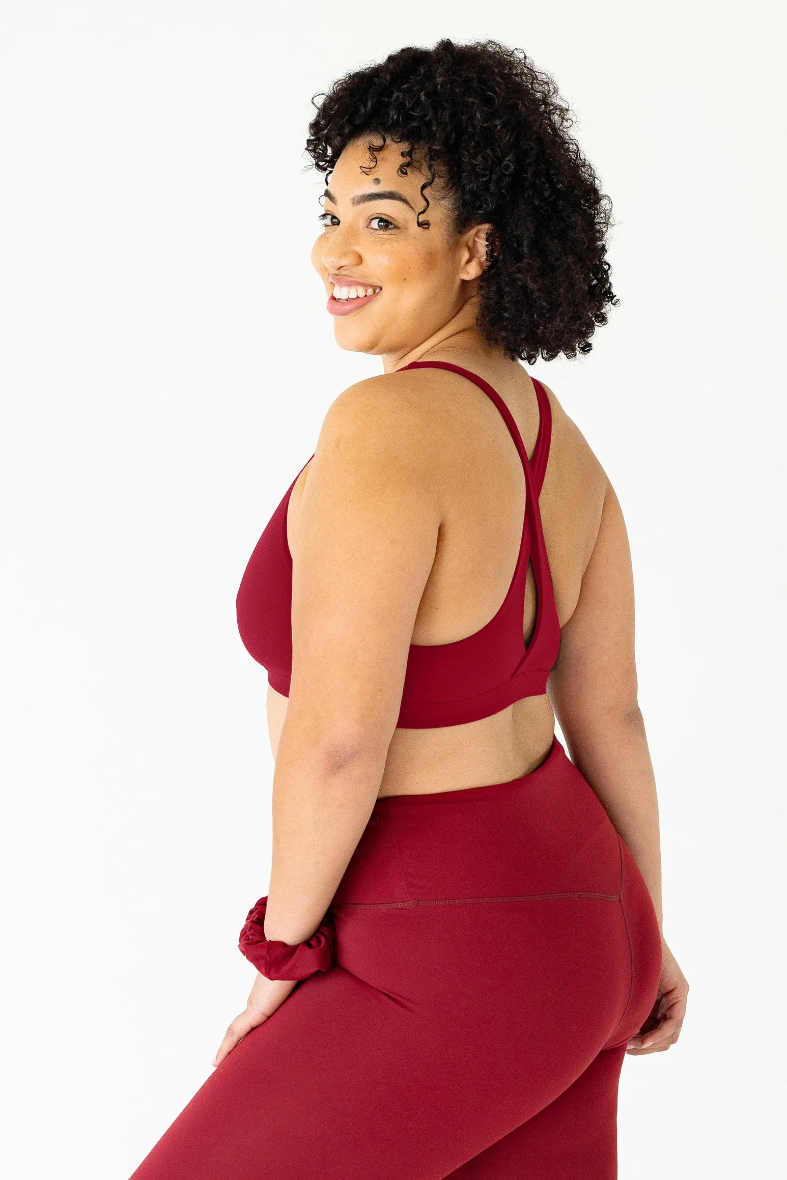 Crossed Back Sports Bra | Cabernet