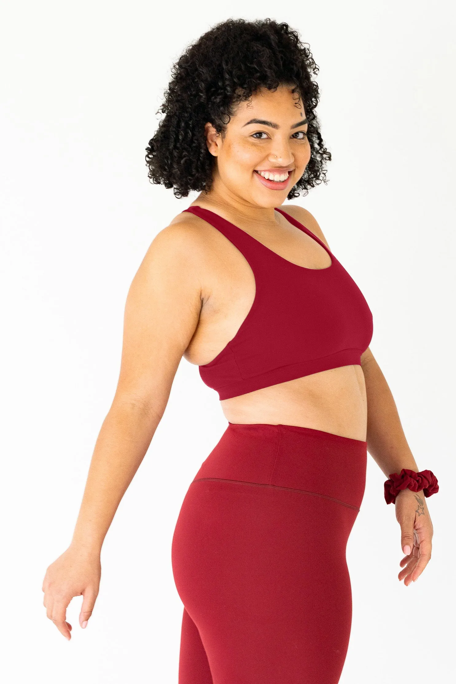 Crossed Back Sports Bra | Cabernet