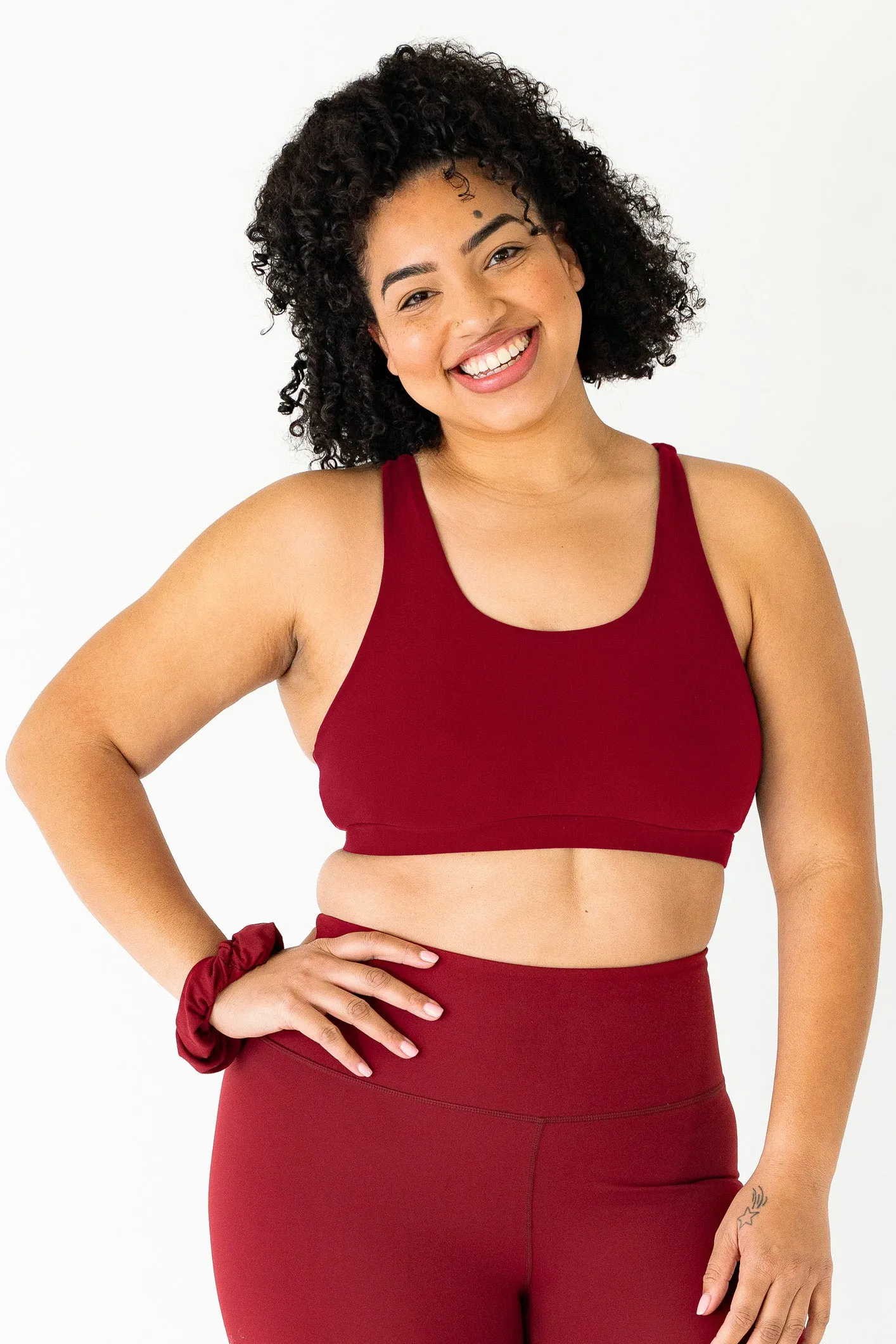 Crossed Back Sports Bra | Cabernet