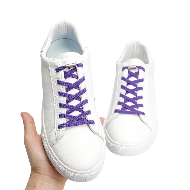 Elastic Flat Shoelaces No Tie laces Metal Lock Creative Kids Adult Sneakers Shoelace Lazy Laces