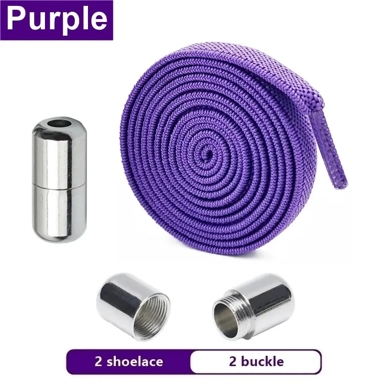 Elastic Flat Shoelaces No Tie laces Metal Lock Creative Kids Adult Sneakers Shoelace Lazy Laces
